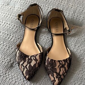 Guess Black and Cream Lace Heels